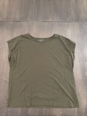 LOFT Olive Green Cap Sleeve Tee